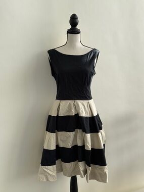 Classic Black & Cream Striped Fit-and-Flare Dress | Kate Spade
